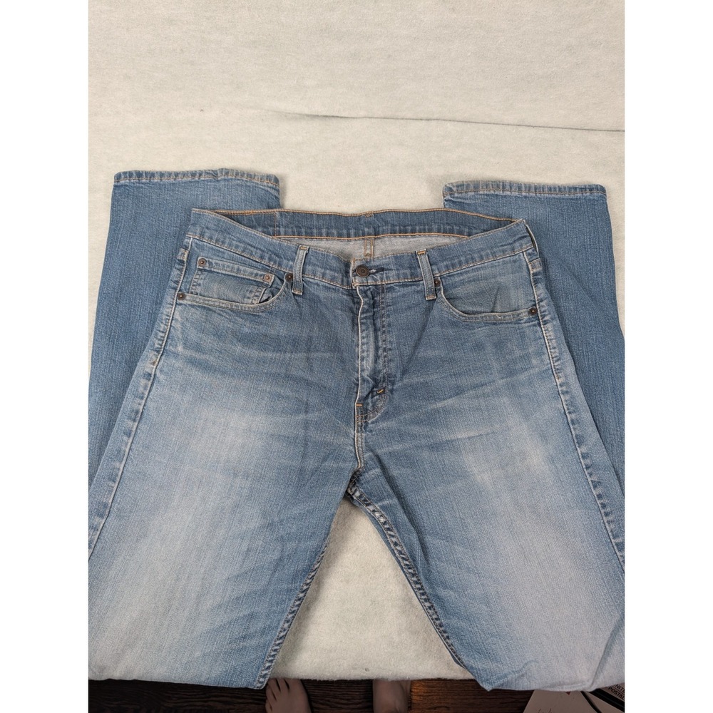 Levis 527 Bootcut Jeans Mens 36X34 Blue Distressed Denim Faded
